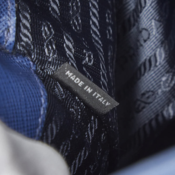 Prada Triangle Logo Plate Handbag in Blue Saffiano Leather for Women - Picture 14 of 15